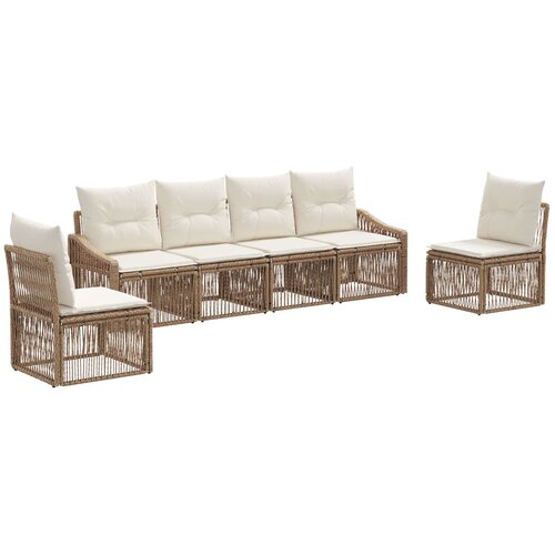 vidaXL Vrtna sedežna garnitura 6 pcs Bež poli ratan, (5000272576) Cene
