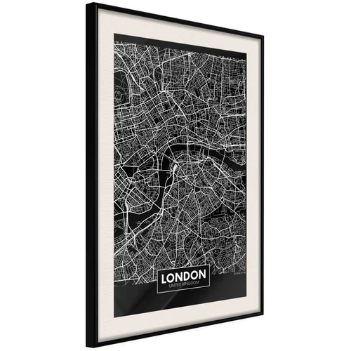  Poster - City Map: London (Dark) 20x30