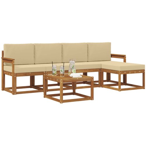  Set vanjskih sofa 6 kom. Prirodna i bež Slike