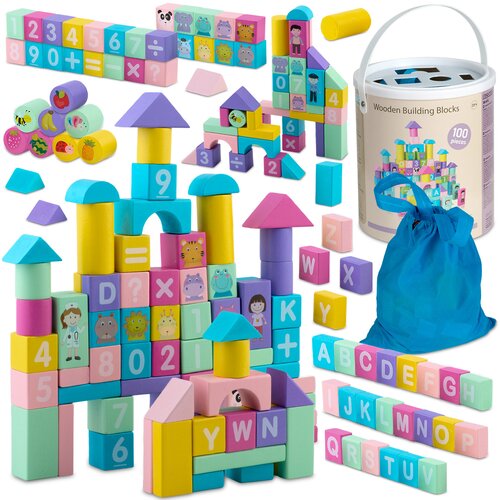 Ricokids Wooden Educational Blocks Set RK-871 - 100 Pieces for Creative Learning, (21740281) Slike