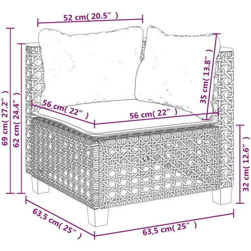  8-dijelni set vrtnih sofa od poliratana s jastucima bež 63.5 x 63.5 x 62 cm Slike