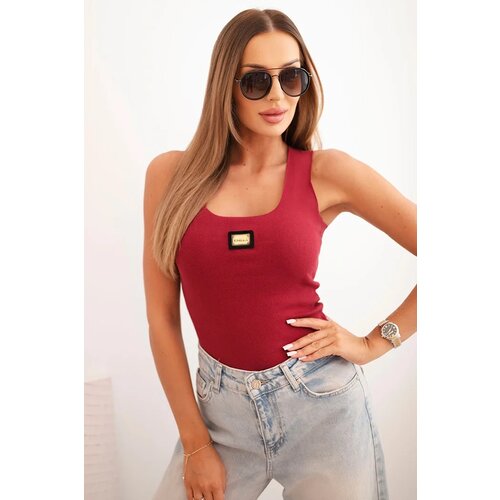 Kesi Women&amp;#039;s ribbed tank top with decorative patch burgundy Slike