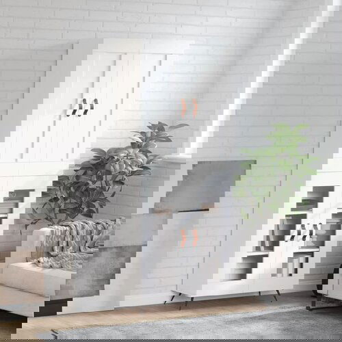 vidaXL Visoka omara bela 69,5x34x180 cm inženirski les Cene