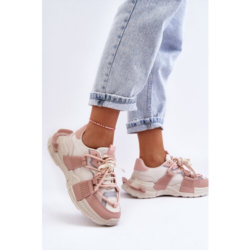 Boto Women&amp;#039;s Trendy Lace-up Sport Shoes Beige-Pink Chillout! Slike