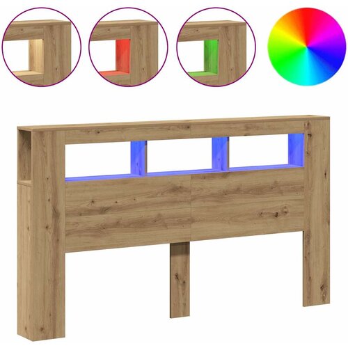  LED uzglavlje boja hrasta artisan 180x18,5x103,5 cm drveni Slike