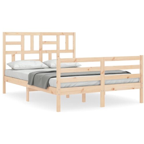 vidaXL Posteljni okvir z vzglavjem 140x190 cm trden les, (20882134) Cene