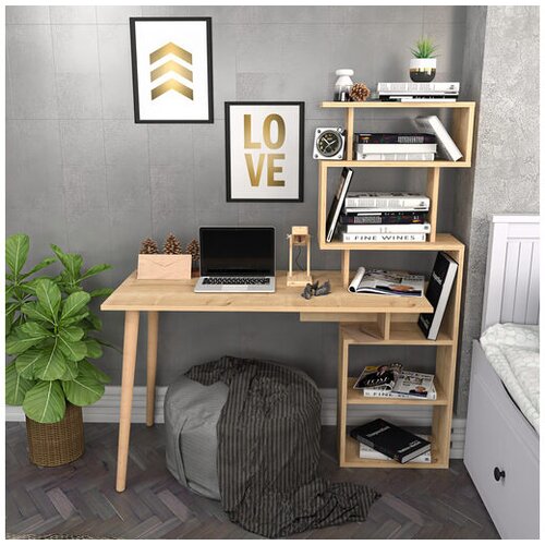 Hanah home Vina hrastov radni sto 133x55x146.4cm, bež Cene