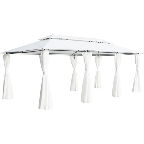vidaXL Paviljon z zavesami 600x298x270 cm bel 180g/m² Cene