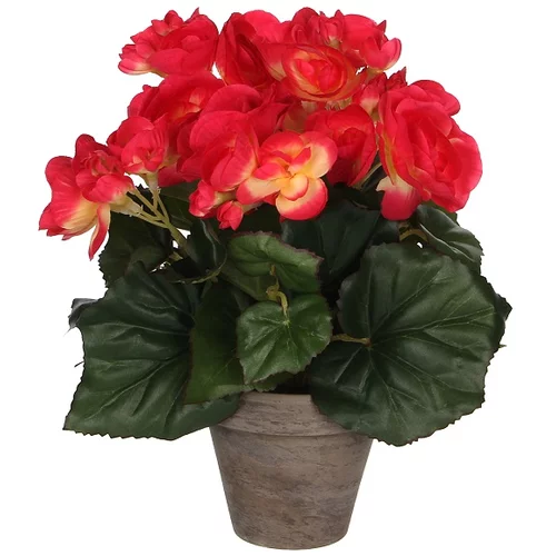 V Umjetna biljka Begonija (Visina: 25 cm, Crvene boje, Plastika)