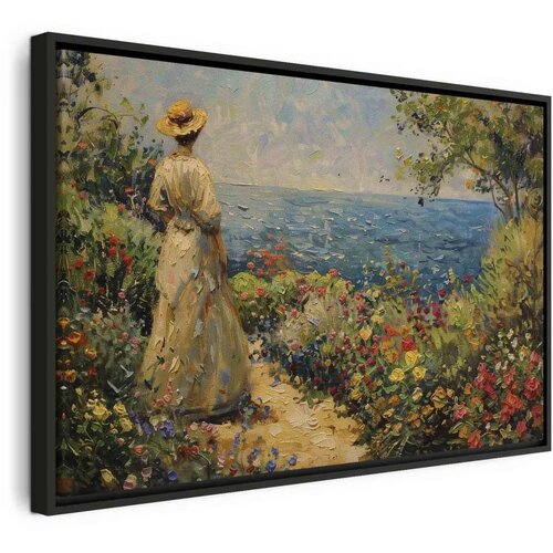  Slika - Nostalgic impression - a pensive woman contemplating 60x40 U crnom drvenom okviru Cene