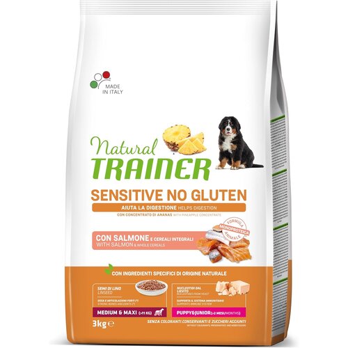 Trainer Hrana za pse Sensitive No Gluten Medium/Maxi, Puppy&amp;amp;Junior Salmon, 12kg Slike
