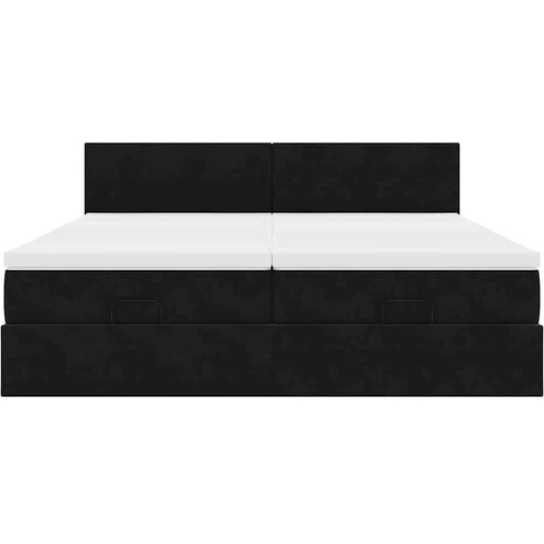 VidaXL otomanski okvir kreveta s madracima crni 200x200cm bar&amp;scaron;unasti Slike