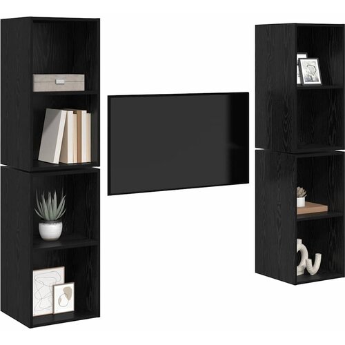  Set TV komoda 4 kom. Crni hrast Konstruirano drvo Crna 37 x 37 x 72 cm Slike