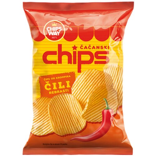 Chips Way čačanski čips rebrasti čili 150g Slike