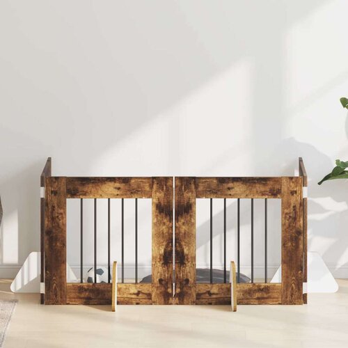  Vrata za pse s postoljem 4 pcs Dimljeni hrast 60 x 60 cm Cene