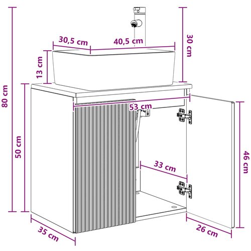 Umivaonik s policom Crna 53 x 35 x 63 cm Konstruirano drvo Slike