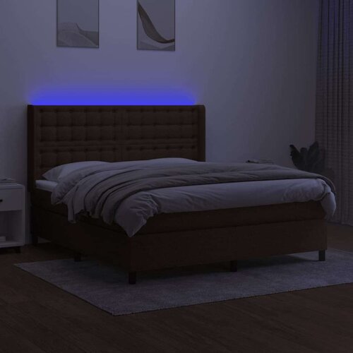  Krevet box spring s madracem LED tamnosmeđi 180x200 cm tkanina Slike