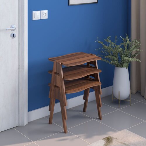 Hanah home Set klub stočića Bayrak, 3 komada, 49x40x35 cm, Orah Cene