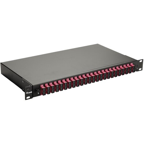 Equip 24-Port Fiber Optic Splice Box, SC Duplex, OM4, 1U, ped, Blac Slike
