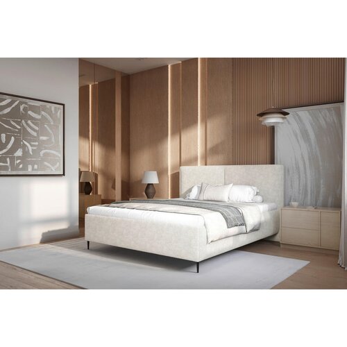 MID.YOU OBLAZINJENA POSTELJA 140 cm x 200 cm , les, tekstil, leseni material bež Slike