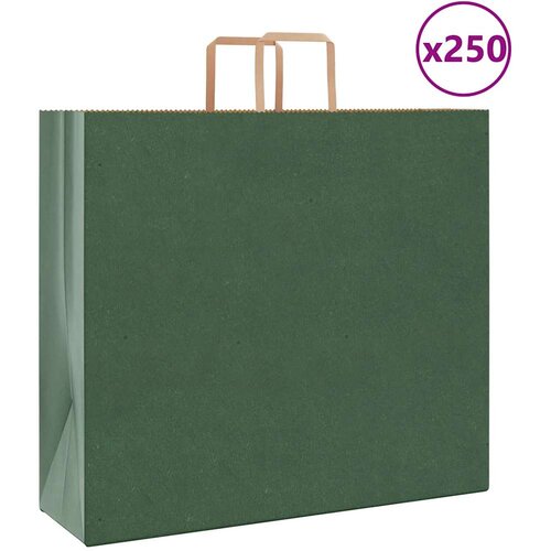  Papirnate vrećice 250 kom s ručkama zelene 54x15x49 cm Slike