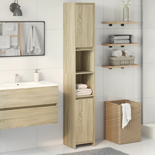 vidaXL Kopalniška omarica sonoma hrast 30x30x183,5 cm iverna plošča Cene