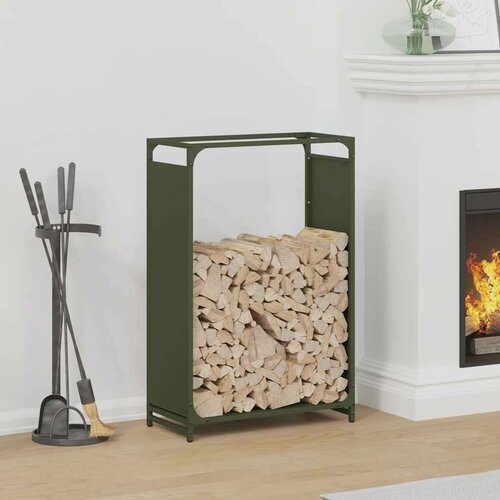  stojalo za drva olivno zelena 60x28x90 cm hladno valjano jeklo Slike