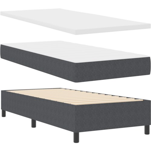 VidaXL Krevet s podnicom s madracem i LED-om tamnosivi 80x200 cm Tkanina od žičane tkanine Slike