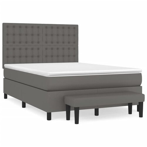vidaXL Krevet s oprugama i madracem sivi 140x200 cm od umjetne kože Cijene