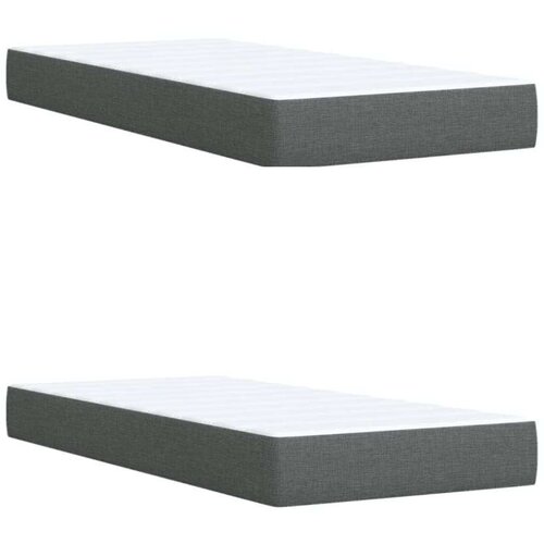VidaXL Krevet s oprugama i madracem tamnosivi 200 x 200 cm od tkanine Slike
