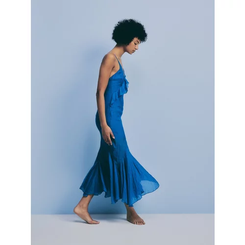 Reserved - Maxi haljina s volanima - plava