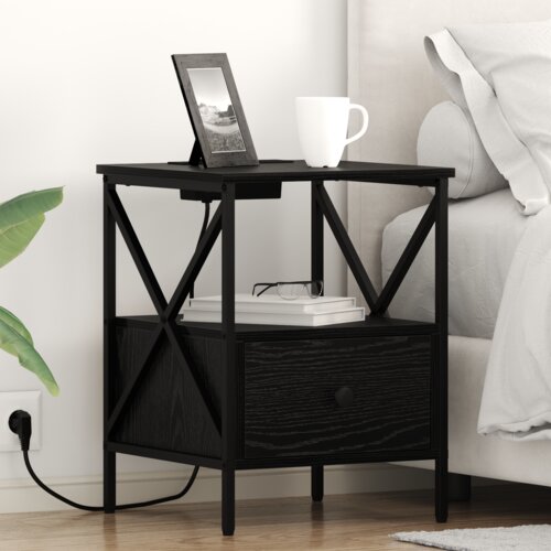 vidaXL Noćni ormar s ladicama 2 pcs Crni hrast 41.5 x 40.5 x 55 cm Cijene