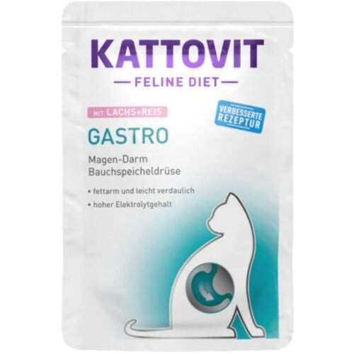 Kattovit Medicinska hrana za mačke Gastro, Losos i pirinač, 85g Slike