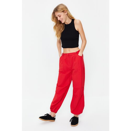 Trendyol Red Jogger Normal Waist Elastic Woven Trousers Slike