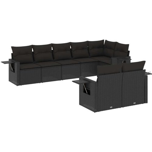 VidaXL 8-dijelni set vrtnih sofa od poliratana s jastucima crni Slike