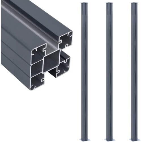 vidaXL Ograjni stebrički 3 kosi temno sivi 185 cm aluminij Cene