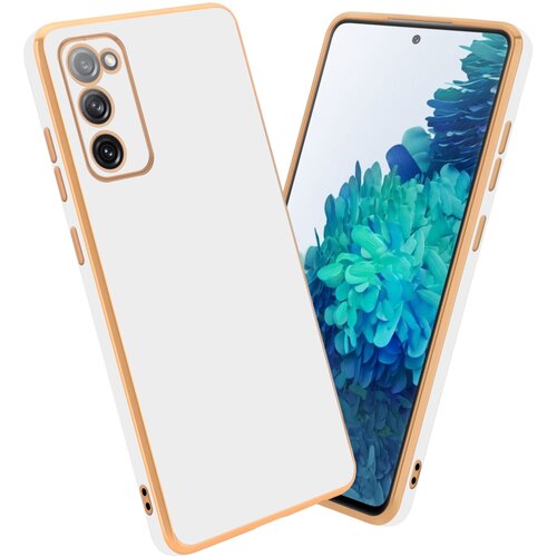 Cadorabo Ohi&scaron;je, združljiv s Samsungom v sijajnem belem - zlatu - za&scaron;čitni pokrov iz fleksibilnega silikona TPU in z za&scaron;čito pred kamero, (20595934) Cene