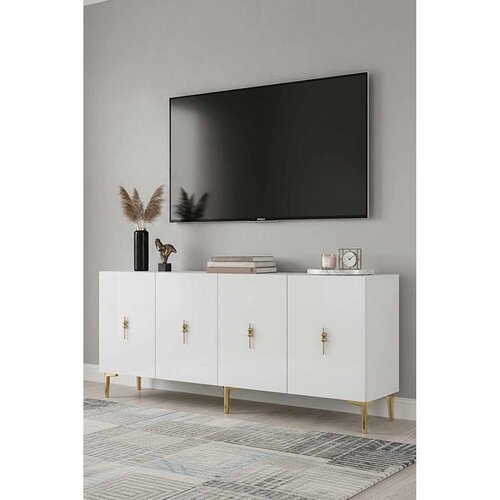 Hanah home komoda Ayshe 180, 180 cm, bela / zlatna Cene