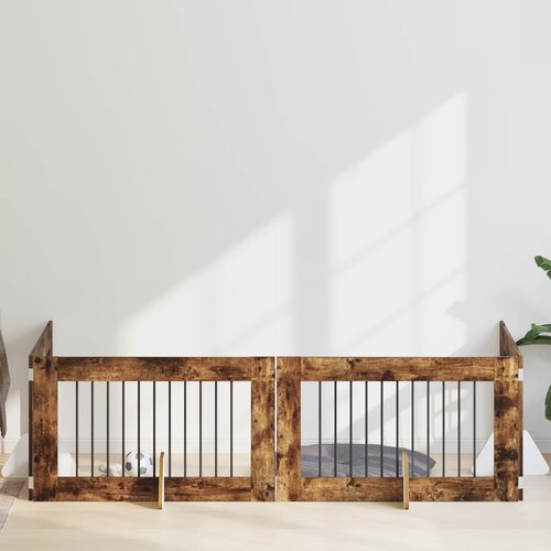  Vrata za pse s postoljem 4 pcs Dimljeni hrast 100 x 60 cm Cene