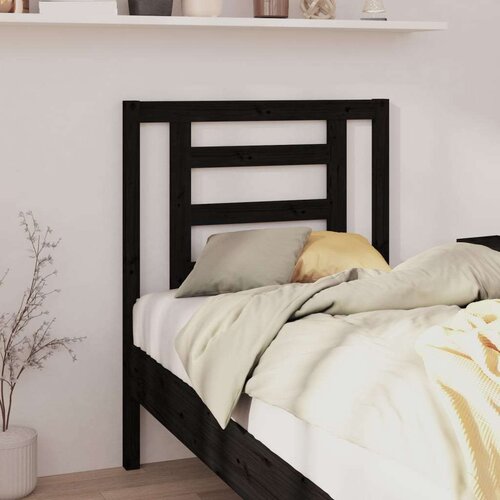  Uzglavlje za krevet crno 81 x 4 x 100 cm od masivne borovine Slike