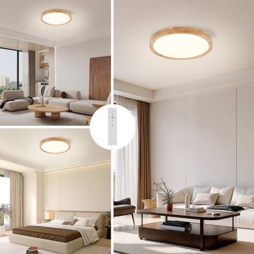  Brilagi - LED prigu&amp;scaron;iva svetiljka WOODROUND LED/30W/230V 3000-6000K prečnik 40 cm + daljinski upravljač Slike