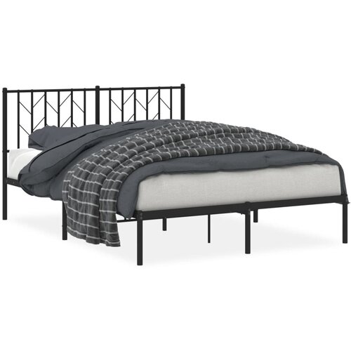 Maison Chic Kovinski Posteljni okvir - Dvoposteljna postelja - Zakonska postelja z vzglavjem črn 140x190 cm, (21692952) Slike