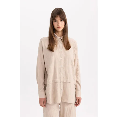 Defacto Relax Fit Muslin Long Sleeve Shirt Tunic