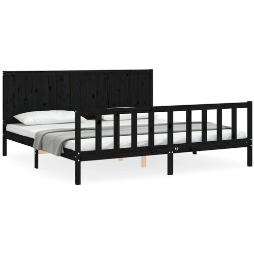 VidaXL Posteljni okvir z vzglavjem črn 200x200 cm trden les, (20735485) Slike