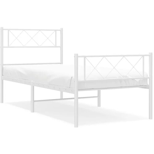 VidaXL Kovinski posteljni okvir z vzglavjem in vznožjem bel 90x190 cm, (20904432) Slike