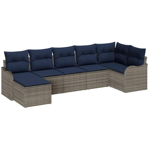 vidaXL Vrtna sedežna garnitura 7 pcs Siva poli ratan, (5000085013) Cene
