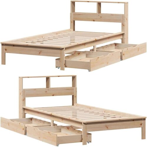 vidaXL Krevet s regalom za knjige bez madraca 100 x 200 cm od borovine Cene