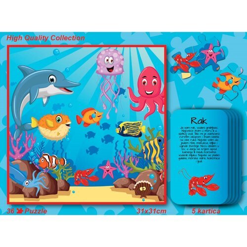 Puzzle - Životinje iz mora + 5 edukativnih kartica - 600061 Slike