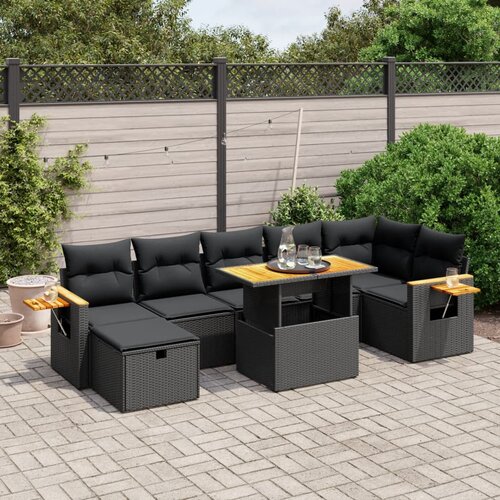 vidaXL 8-dijelni set vrtnih sofa od poliratana s jastucima crni Cijene