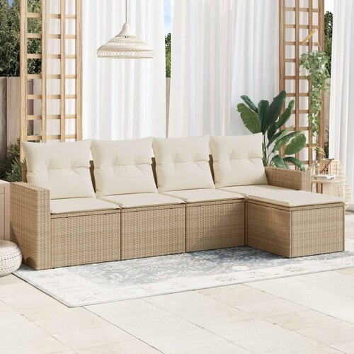  5-dijelni vrtni set sofa s jastucima bež od poliratana Cijene